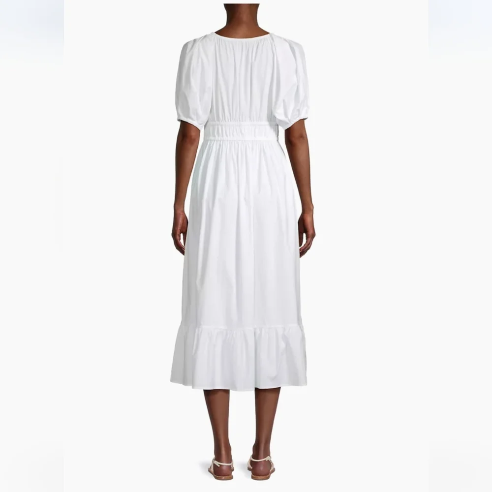 Vineyard Vines White Marina Poplin Midi Dress Large Preppy Cottagecore - Picture 15 of 16